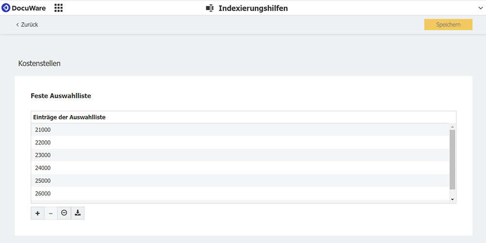 Auswahllisten in DocuWare